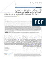 The Association Between Parenting Styles, Maternal Self Efficacy and Social Emotional Adjustment Among Arab Preschool Children