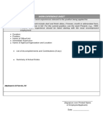 CS Form No. 212 Attachment - Work Experience Sheet