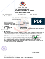 Information Report: in Respect of Article/Document Lost in Delhi SO No: 430/2014 Delhi Police