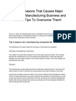 Top 5 Reasons That Causes Major Failure of Manufacturing Business and Secret Tips To Overcome Them - Edited