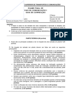 Guia de Correcção - Exame de Recorrência - Vias de Comunicação I - 1ºS-2022