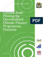 Lessons From Piloting The Decentralised Climate Finance Programme, Tanzania