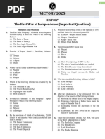 The First War of Independence - Important Questions - Victory 2025