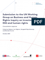 Submission To UN Working Group On Business and Human Rights Inquiry On Investors ESG and Human Rights