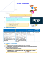 D5 A1 SESION MAT. Resolvemos Problemas de Adición y Sustracción