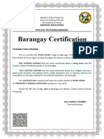 Barangay Certificate of Living Alone