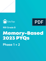 Memory Based Paper - RBI Grade B 2023 Phase 12