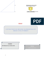 L'Evolution Du Régime Matrimonial en Droit Civil Ivoirien: Theme