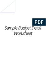 Sample Budget Detail Worksheet