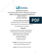 Aprendizaje Basado en Retos Como Estrategia Metodológica y Su Influencia en El Proceso de Aprendizaje de La Biología