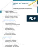 Lexpression de La Neegation Et de La Restriction - Activitees de Mise en Pratique