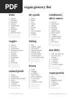 Vegan Grocery List