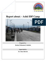 Report About: - Ashti IDP Camp: Sulaimani University College of Nursing Fourth Stage 2021-2022