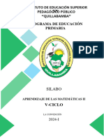 Silabo Aprendizaje de Las Matematica II - Primaria - V Ciclo