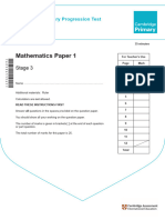 Stage 3 Progression - Mathematics Paper 1