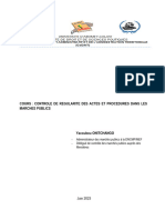 Cours de Contrôle de Régularité Des Actions Et Procédures Des Marchés Publics CeDAT 2023