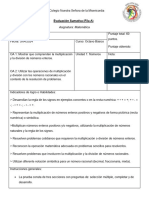 PRUEBA DE CONTENIDO SOBRE NÚMEROS ENTEROS Fila A