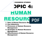 Topic 4 Human Resources Business Studies Notes (Mine)