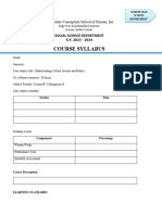 Course Syllabus Learning Plan For SHS S.Y. 2023 2024