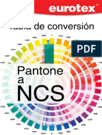 Tabla Conversion Pantone NCS Eurotex W