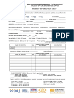 Student Information Sheet For Sas