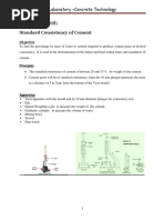 Tests On Cement: Standard Consistency of Cement: Laboratory - Concrete Technology