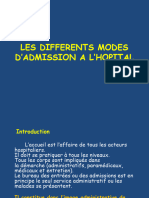 Les Differents Modes D'admission À L'hopital