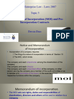 Topic 3 Lecture Slides - MOI and Pre-Incorporation Contracts