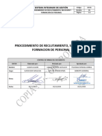 GH 01 Procedimiento de Reclutamiento Seleccion y Formacion de Personal