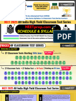 SCHEDULE - Classroom Test Series For NEET 2025