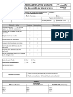 Plan D'Assurance Qualite: Fiche de Contrôle de Mise À La Terre