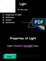 Light: 1) Properties of Light 2) Reflection 3) Colours 4) Refraction