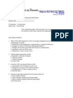 Sample of The Fin320 Department Final Exam With Solution