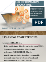 1.MIL 1. Introduction To MIL Characteristics of Information Literate Individual and Importance of MIL