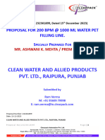 Clearpack Proposal For The 200 BPM Complete Water PET Filling Line For Clean Water and Allied Products Pvt. LTD, Rajpura, Punjab