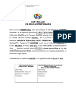 Certificado de Educación Primaria 6to Grado A Nuevo Formato 2023-2024