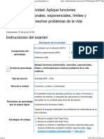 Examen - (APEB2-30 - ) Intendo de 10 Actividad - Aplique Funciones Polinomiales, Racionales, Exponenciales, Límites y Continuidad para Resolver Problemas de La Vida Cotidiana.