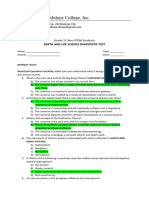 Diagnostic Test Earth and LIfe Science