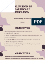 Evaluation in Healthcare Education