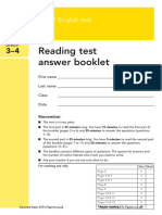 Year 7 Optional 2008 English Levels 3 4 Reading Answer Booklet