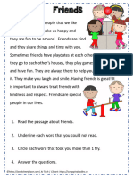 Reading Comprehension Worksheets 2friends