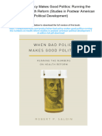 When Bad Policy Makes Good Politics: Running The Numbers On Health Reform (Studies in Postwar American Political Development)