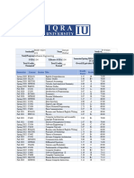 BS Software Engineering Marksheet