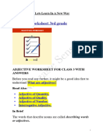 Adjective Worksheet For Class 3