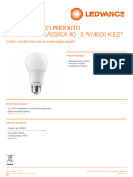 LED BULBO CLÁSSICA 90 15 W 4000 K E27 PT BR