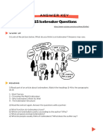 15 Icebreaker Questions - Intermediate - Answer Key