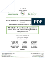 Modélisation de La Croissance de La Pomme de Terre Et Étude de La Fertilisation Magnésienne en Sol Argilo-Calcaire Final