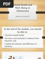 Mental Health and Well - Being in Adolescence