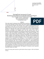 Training Needs Assessment of Coastal Residents of Orani: Basis For Gender-Based Extension Program