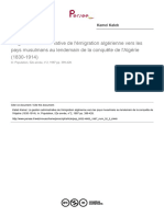 La Gestion Administrative de L'émigration Algérienne Vers Les Pays Musulmans Au Lendemain de La Conquête de L'algérie (1830-1814)